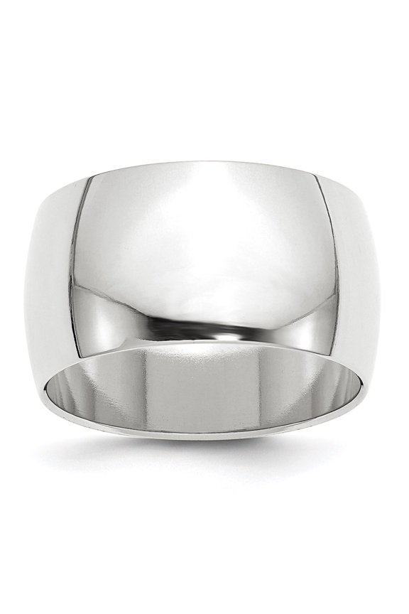 14k White Gold 12mm Half Round Wedding Band Size 13.5 WHR120