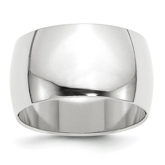 14k White Gold 12mm Half-Round Wedding Band Size 11.5 WHR120