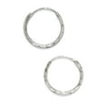 thumbnail image 1 of 14k White Gold 12mm Round Hoop Earrings Hoop Earring for Women, 1 of 2