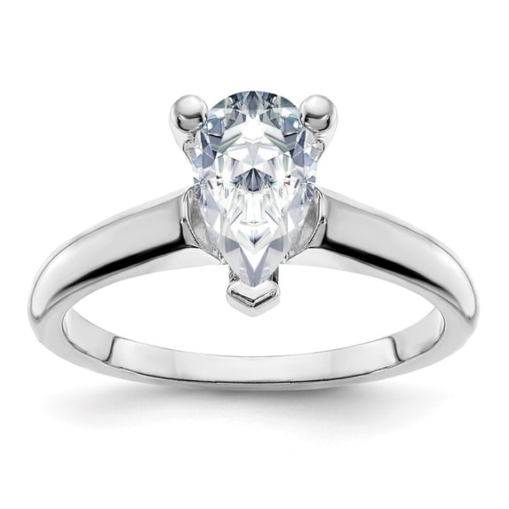 14k White Gold 12x8mm PEAR Colorless Moissanite Solitaire Engagement Ring Size 9.5 (3.57 cttw.)