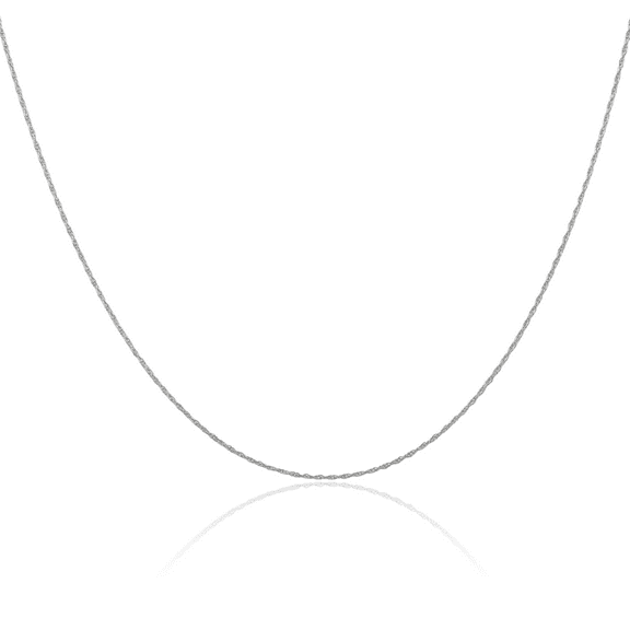 14K Solid White Gold 0.5mm Cable Rope Chain Twisted Link Necklace