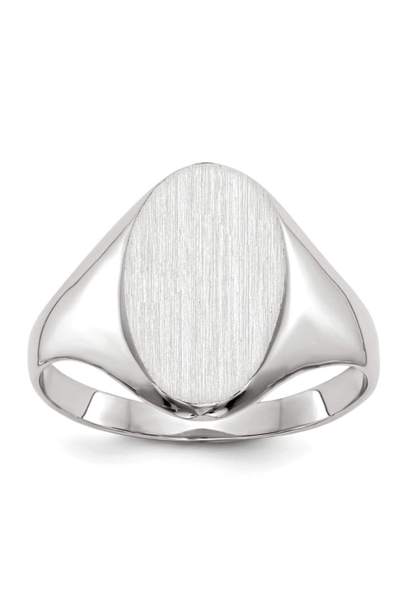 14k White Gold 9.0x14.0mm Closed Back Signet Ring RS556