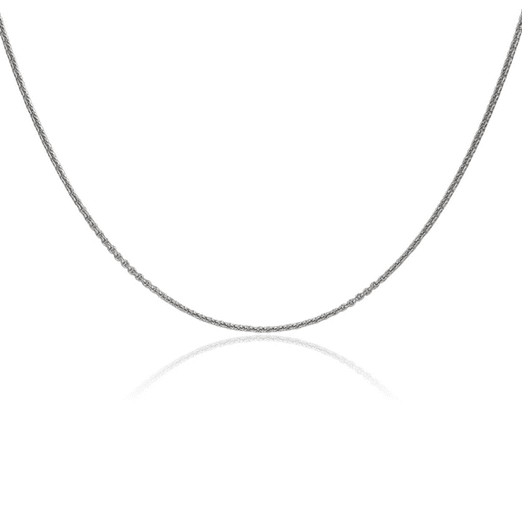 14K Solid White Gold 1mm Round Cable Rolo Link Chain Belcher Necklace