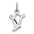 thumbnail image 1 of 14k White Gold 14KW Diamond-cut Letter V Initial Charm Pendant, 1 of 1