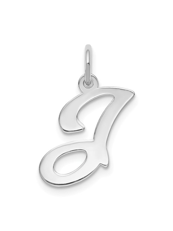 14k White Gold 14KW Script Letter J Initial Charm Pendant