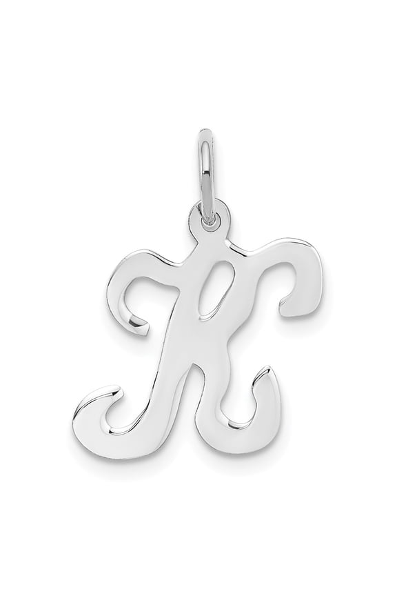 14k White Gold 14KW Script Letter K Initial Charm Pendant