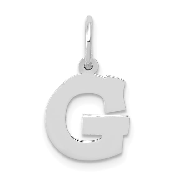 14k White Gold 14KW Small Block Letter G Initial Charm Pendant