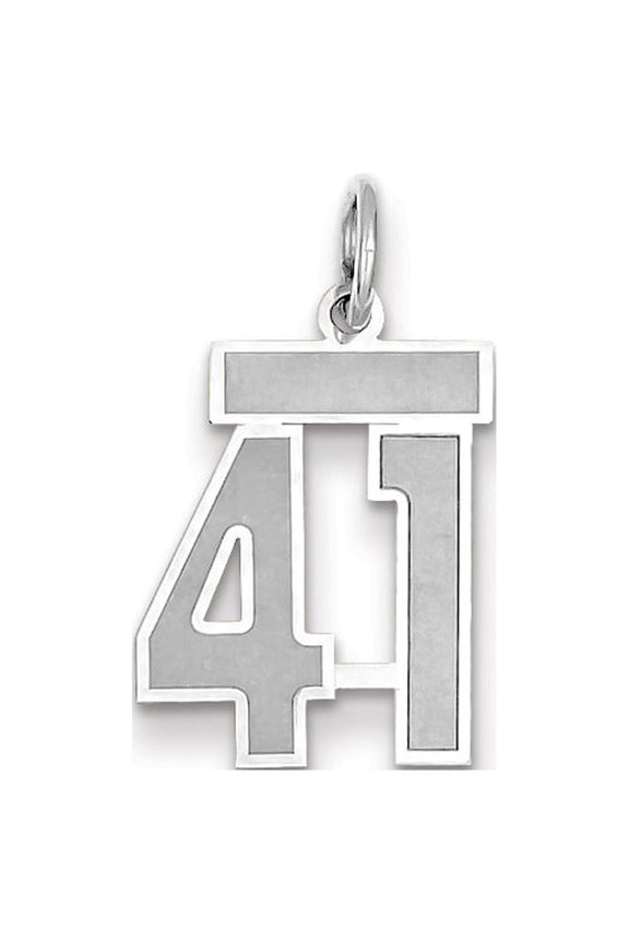 14k White Gold 14kw Small Satin Number 41 Charm Pendant