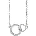 thumbnail image 1 of 14k White Gold 15.49x9.71mm 16-18 Inch Polished Interlocking Circle Necklace Pendant Necklace for Women, 1 of 2