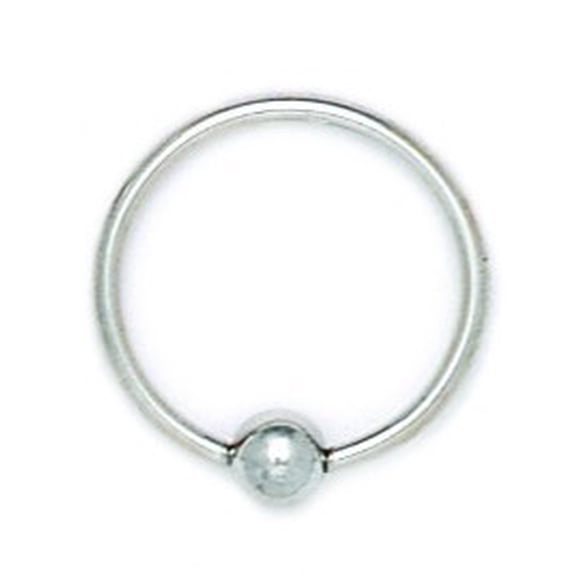 14k White Gold 16 Gauge Circular Body Piercing Jewelry Bead Ring - Measures 17x16mm