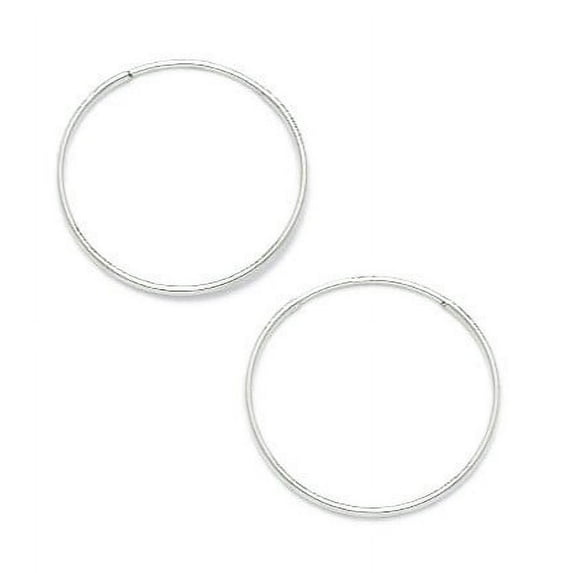14k White Gold 16mm Round Hoop Earrings