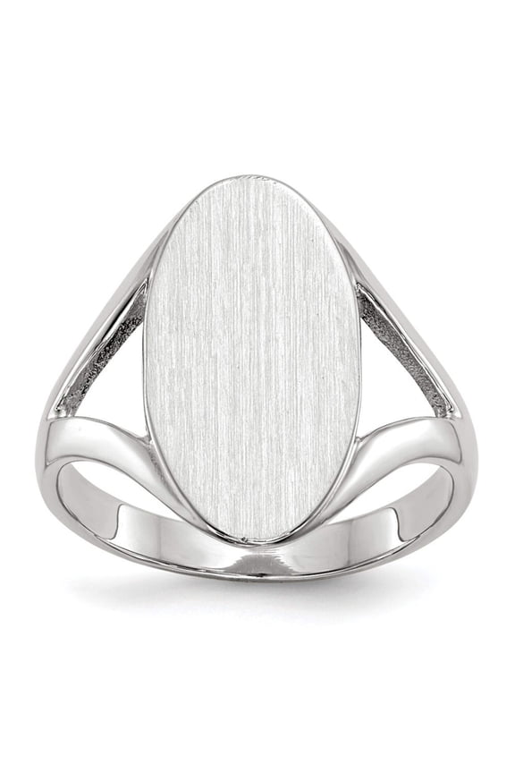 14k White Gold 9.0x17.0mm Oval Closed Back Signet Ring RS564