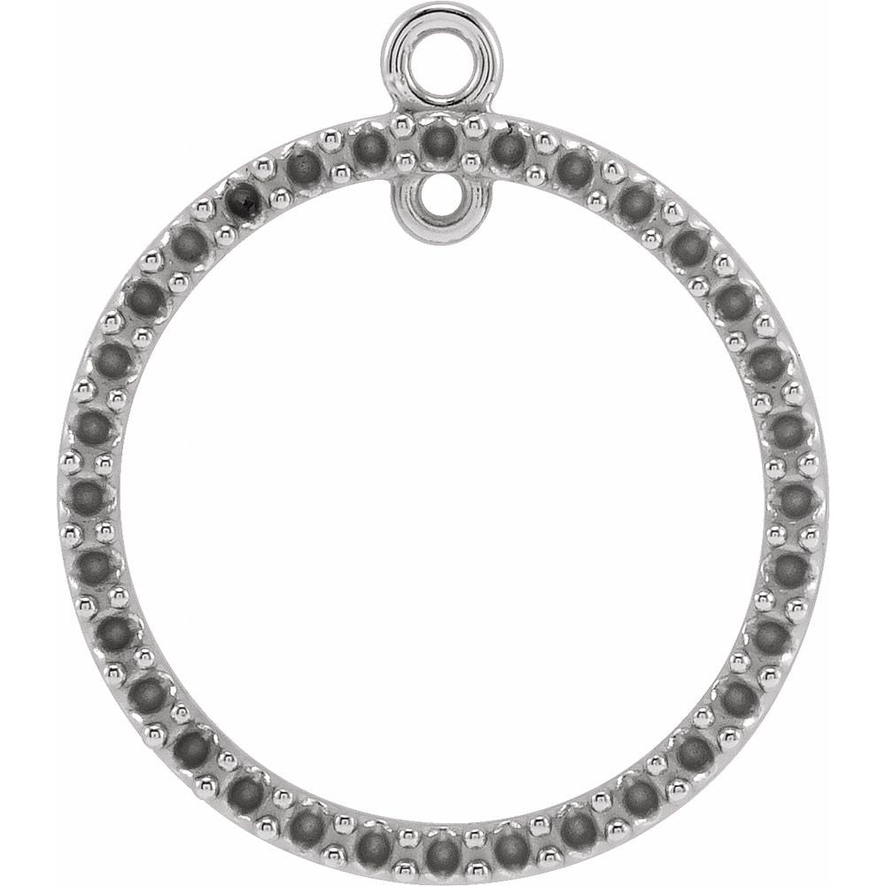 14k White Gold 18.5mm OD 1.5mm Round Shape Circle Dangle Link with ...