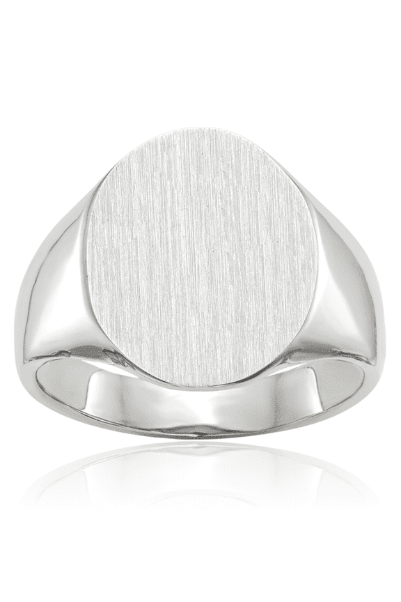 14K Solid White Gold Mens Custom Engraved Signet Ring Handmade Personalized Monogram Initial Letter Band