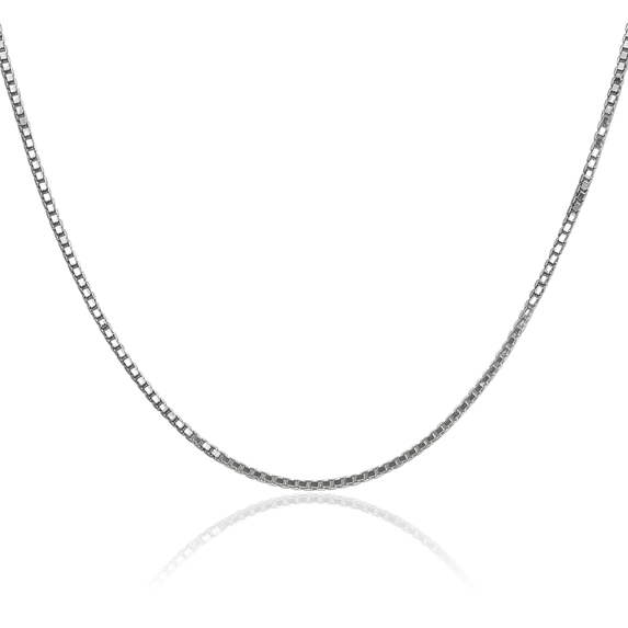 14K Solid White Gold 1.5mm Box Link Chain Necklace