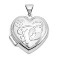 thumbnail image 1 of 14k White Gold 18mm Key To My Love Heart Reversible Heart Locket Locket Necklace for Women, 1 of 2