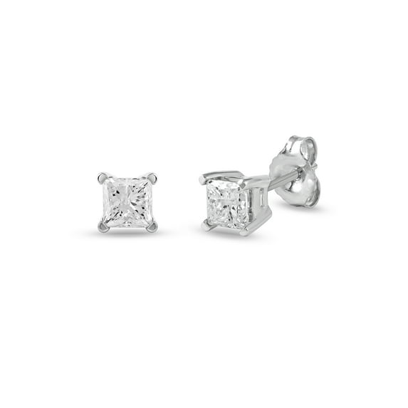 14k White Gold 1Ct TDW Princess-Cut Diamond Solitaire Stud Earrings