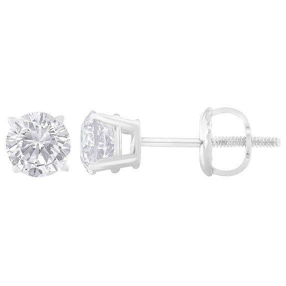 14k White Gold 1ct. TDW Solitaire Diamond Stud Earrings (I-J,I1-I2)