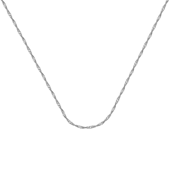 14k White Gold 1mm Singapore Chain Necklace Spring Ring Closure - .9 Grams - 20 Inch