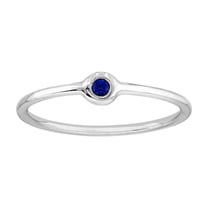 14k White Gold 1sapphire .07tcw Bezel Ring Size 6 Ring for Women