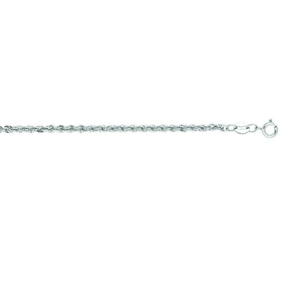 14k White Gold 2.0mm Sparkle-Cut Lite Rope Chain With Lobster Clasp Necklace - 1.6 Grams - 16 Inch