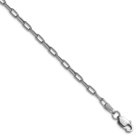 14k White Gold 2.2mm Semi-solid Beveled Paperclip Chain Necklace 22 Inch Chain Necklace for Women and Men