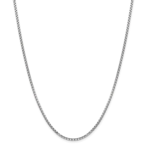 14k White Gold 2.45mm Hollow Round Box Chain