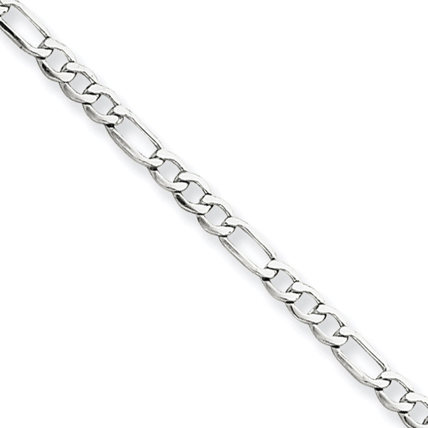 14k White Gold 2.50mm Lightweight Figaro Chain Necklace, 8" - 28"
