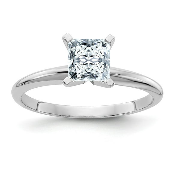14k White Gold 2.5ct. 7.5mm Colorless Moissanite Princess Solitaire Engagement Ring Size 8