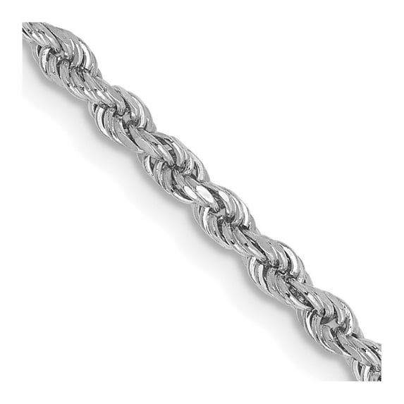 14k White Gold Solid 2.5mm D Cut Rope Chain Necklace 24 Inch Lobster Claw - Chain Necklace for Women and Men