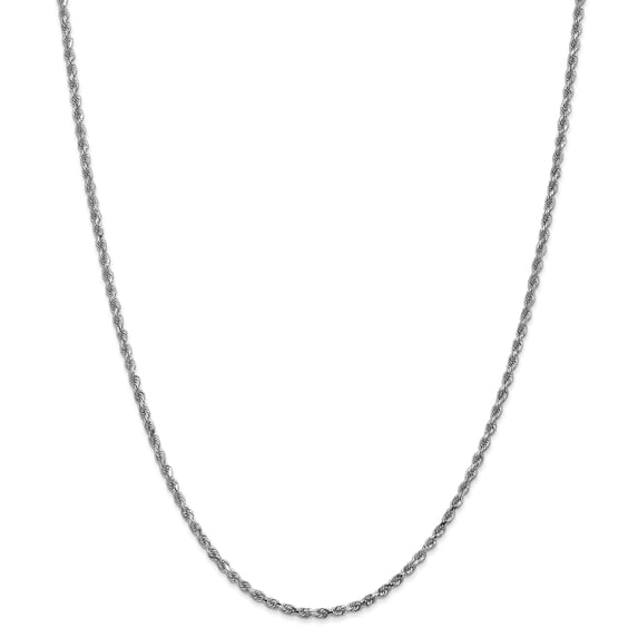 14k White Gold 2.5mm Diamond-Cut Rope Chain