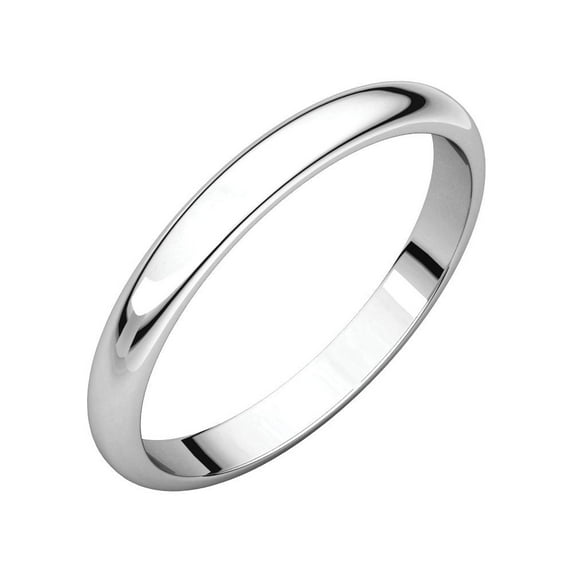 14k White Gold 2.5mm Half Round Band Ring - 2.5 Grams - Size 9