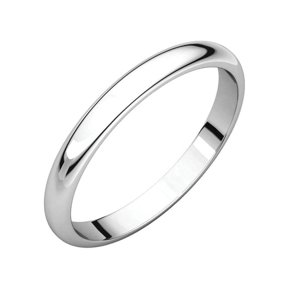 14k White Gold 2.5mm Half Round Band Ring - 2.7 Grams - Size 10