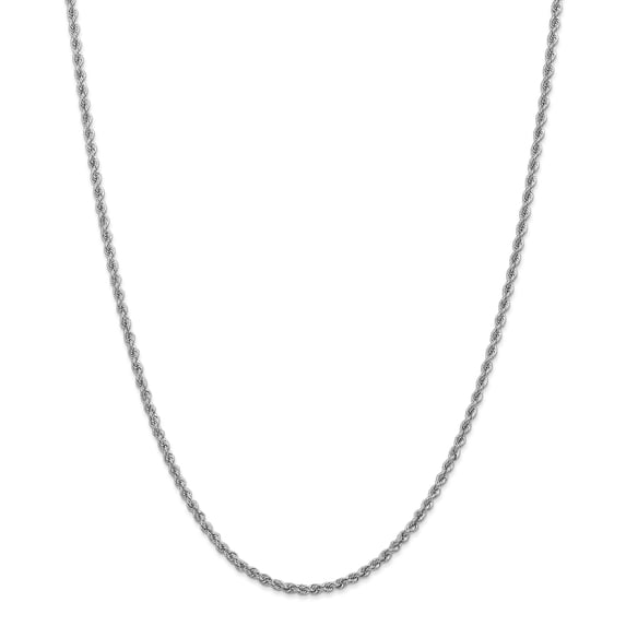 14k White Gold 2.5mm Handmade Regular Rope Chain