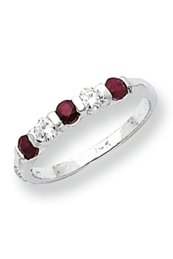 14k White Gold 2.9mm Ruby Diamond Anniversary Band