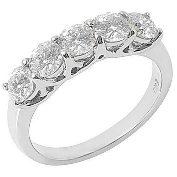 14k White Gold 2 Carat Brilliant Round 5-Stone Diamond Ring