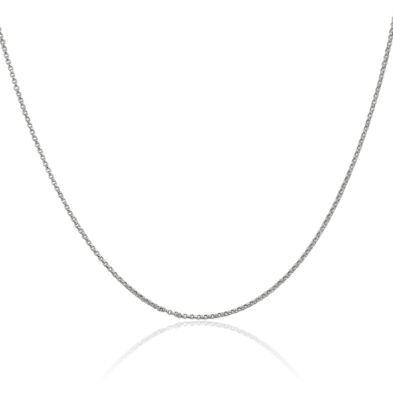 14K Solid White Gold 1.15mm Cable Rolo Link Chain Belcher Necklace