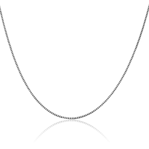 14K Solid White Gold 1.1mm Box Link Chain Necklace