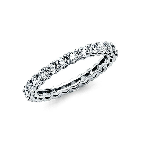 14k White Gold 2mm Cubic Zirconia Eternity Band Ring Size 6 Eternity Ring for Women and Men