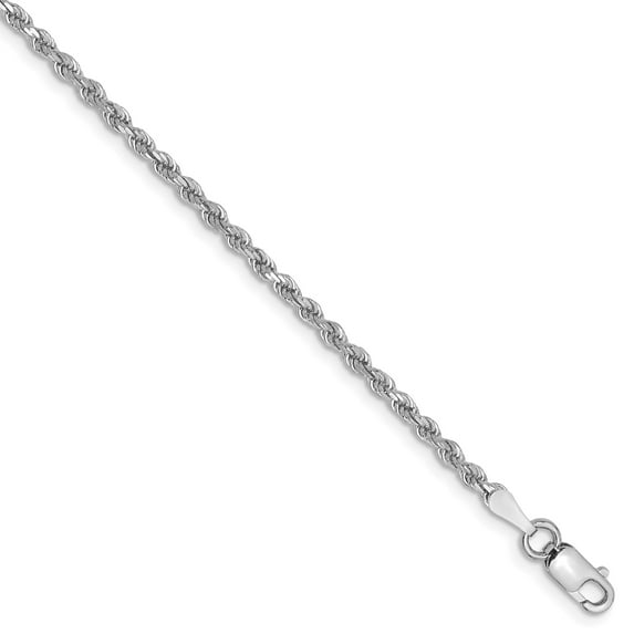 14k White Gold 2mm D/C Rope Chain