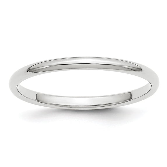 14k White Gold 2mm Half-Round Band Ring - 1.4 Grams - Size 5