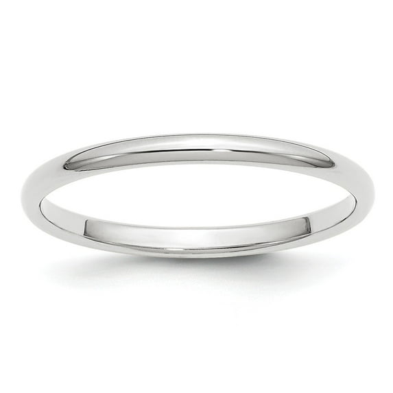 14k White Gold 2mm Half-Round Wedding Band Size 5.5