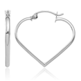 thumbnail image 1 of 14K Solid White Gold 2mm Heart Friendship Medium Hoop Earrings, 1 of 10