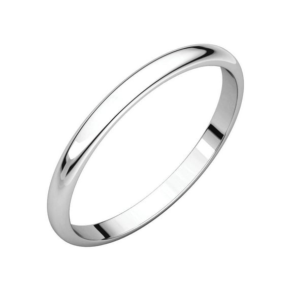 14k White Gold 2mm Light Half Round Band Ring - 1.3 Grams - Size 4