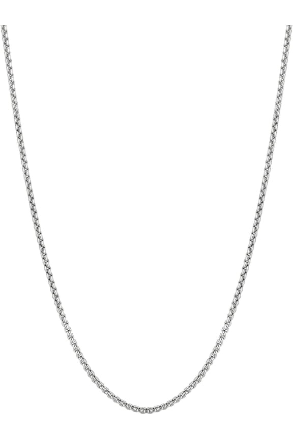 14k White Gold 2mm Lite Round Box Chain Link Necklace