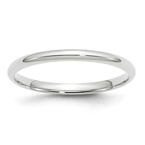 14k White Gold 2mm Ltw Comfort Fit Band Size 6.5 Ring