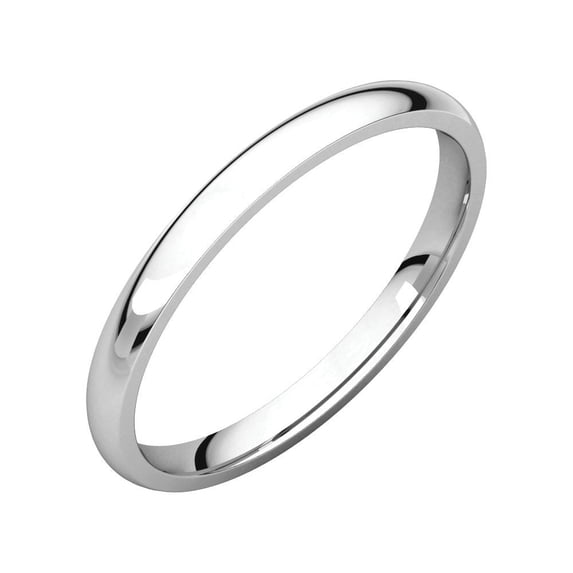 14k White Gold 2mm Polished Light Comfort Fit Band Ring - 1.7 Grams - Size 4.5