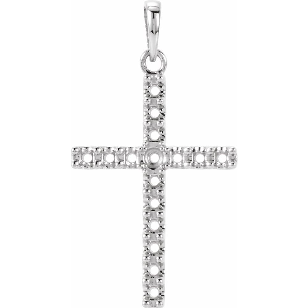 14k White Gold 2mm Round Shape Cross Religious Pendant for ...