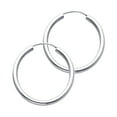 thumbnail image 1 of 14k White Gold 2mm Round Tube Polished Endless Hoop Earrings 25mm Hoop Earring for Women - 1.2 Grams, 1 of 2