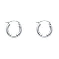 thumbnail image 1 of 14k White Gold 2mm Round Tube Polished Hoop 12mm Earrings Hoop Earring for Women - .8 Grams, 1 of 2